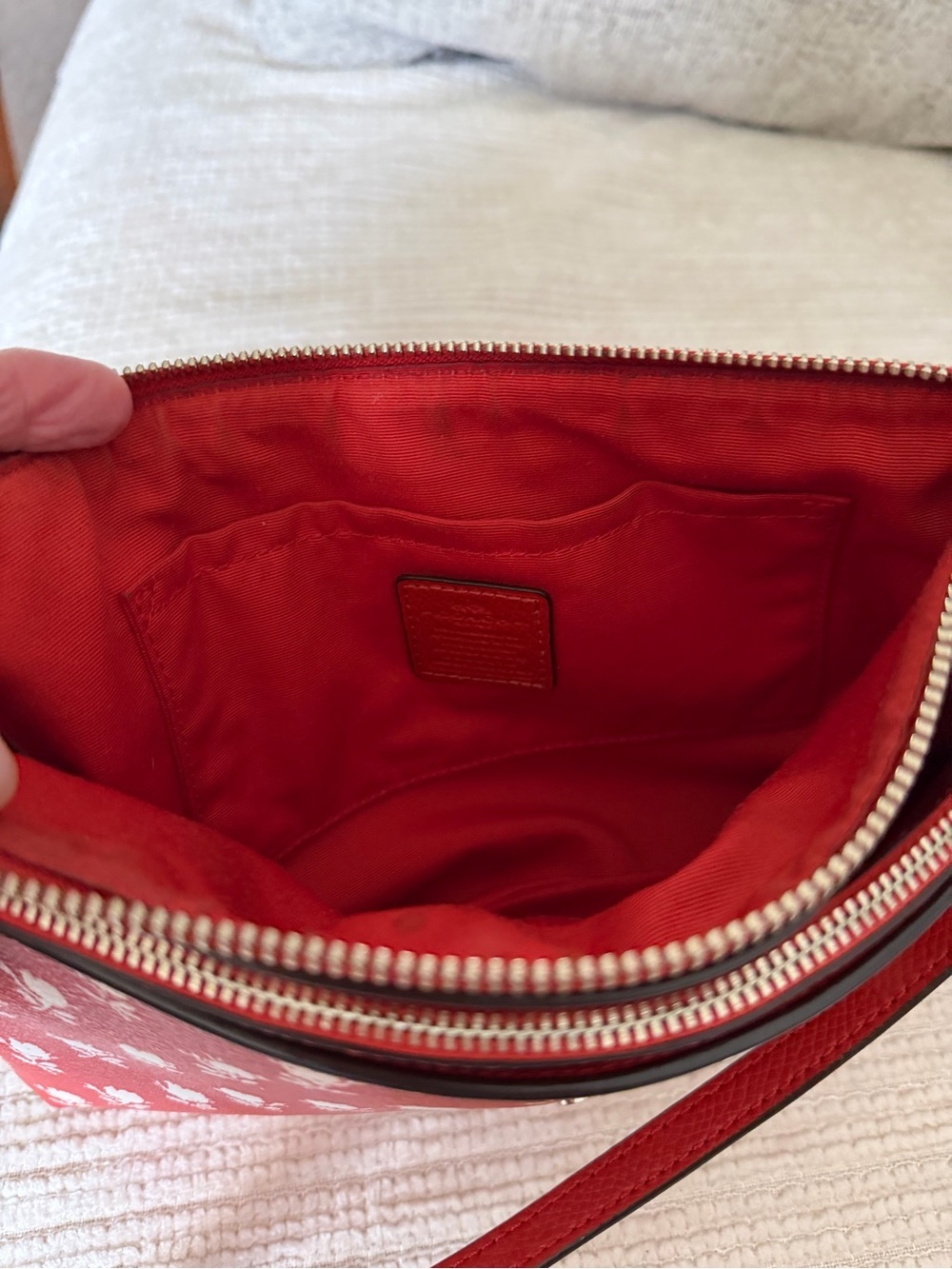 Coach Badlands Red Floral Crossbody with Insert accessory pouch 10.5x7 - Picture 8 of 13